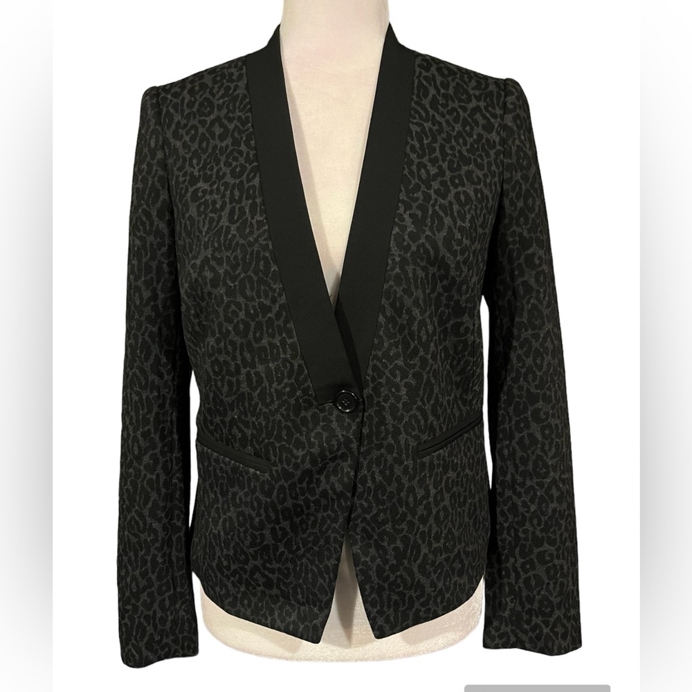 NWT ANN TAYLOR LOFT Black Leopard
Tuxedo Jacket Blazer Size 4 Petite Che… - Picture 2 of 12
